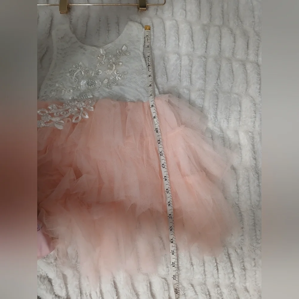 White and Peach Tulle Dress